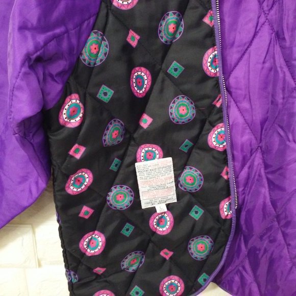 Vintage 90s London Fog Quilted Coat Liner -Lreg Daisy Circles Zipper-edge Nylon - Picture 5 of 12